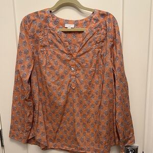 J. Jill Orange Patterned Blouse